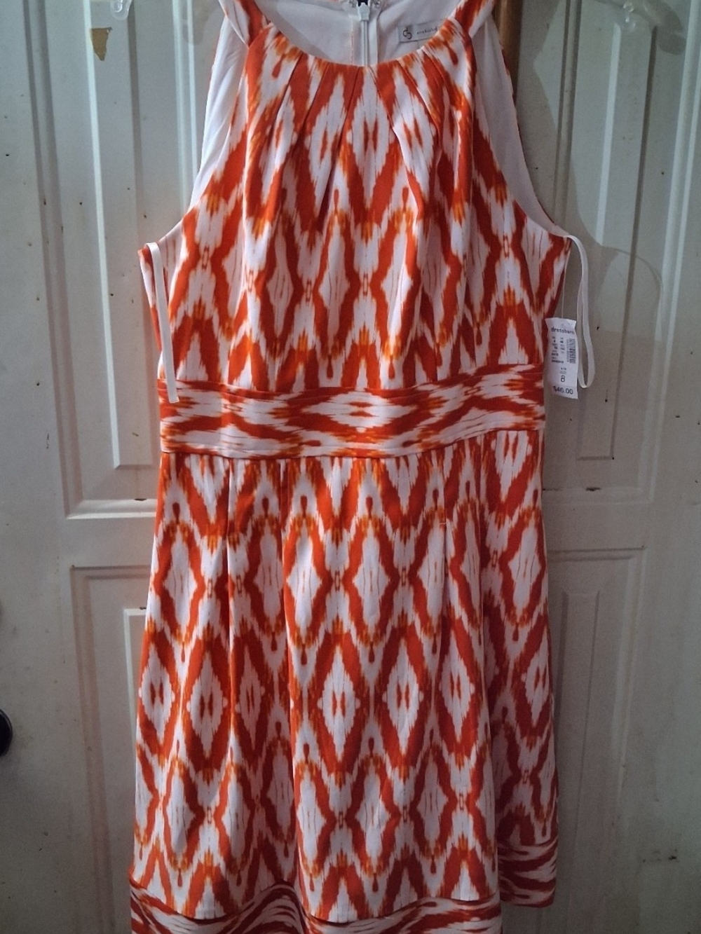 Nwt Dressbarn Orange and White Dress Size 8 (N)